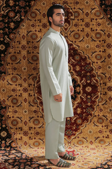MINT GREEN SELF COTTON KURTA AND TROUSER